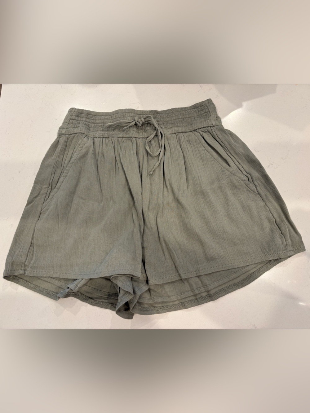 Abercrombie & Fitch Sage Green Elastic Waist Shorts